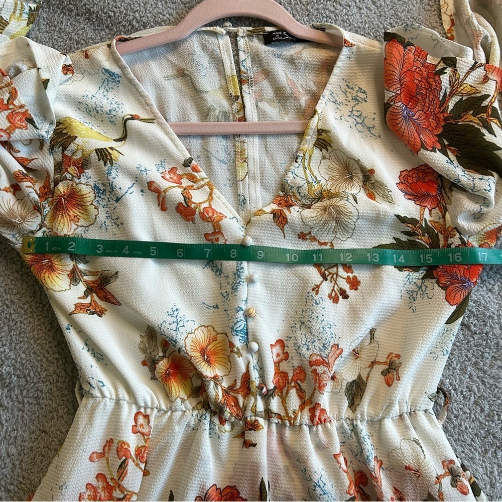 Simplee Apparel Floral High Low Dress - Cream and Red - Picture 7 of 7